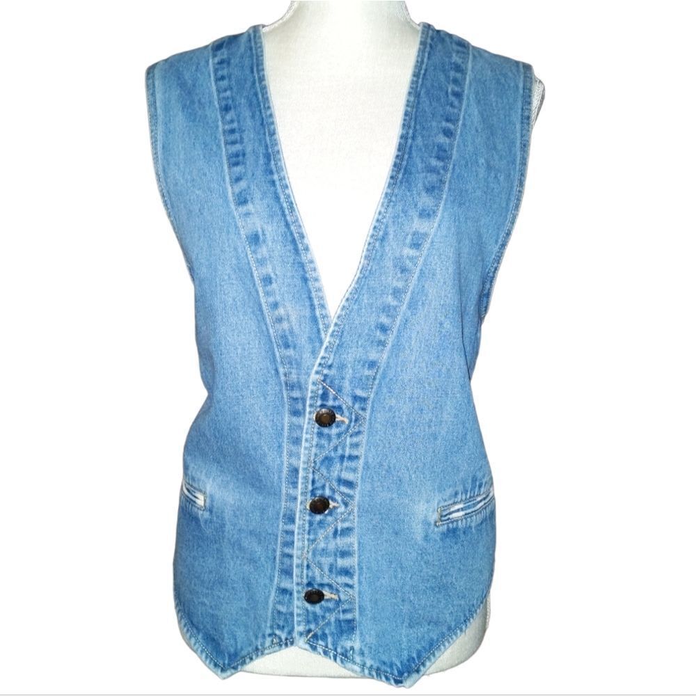 Bugle Boy Jeans denim‎ blue and white striped vest size medium